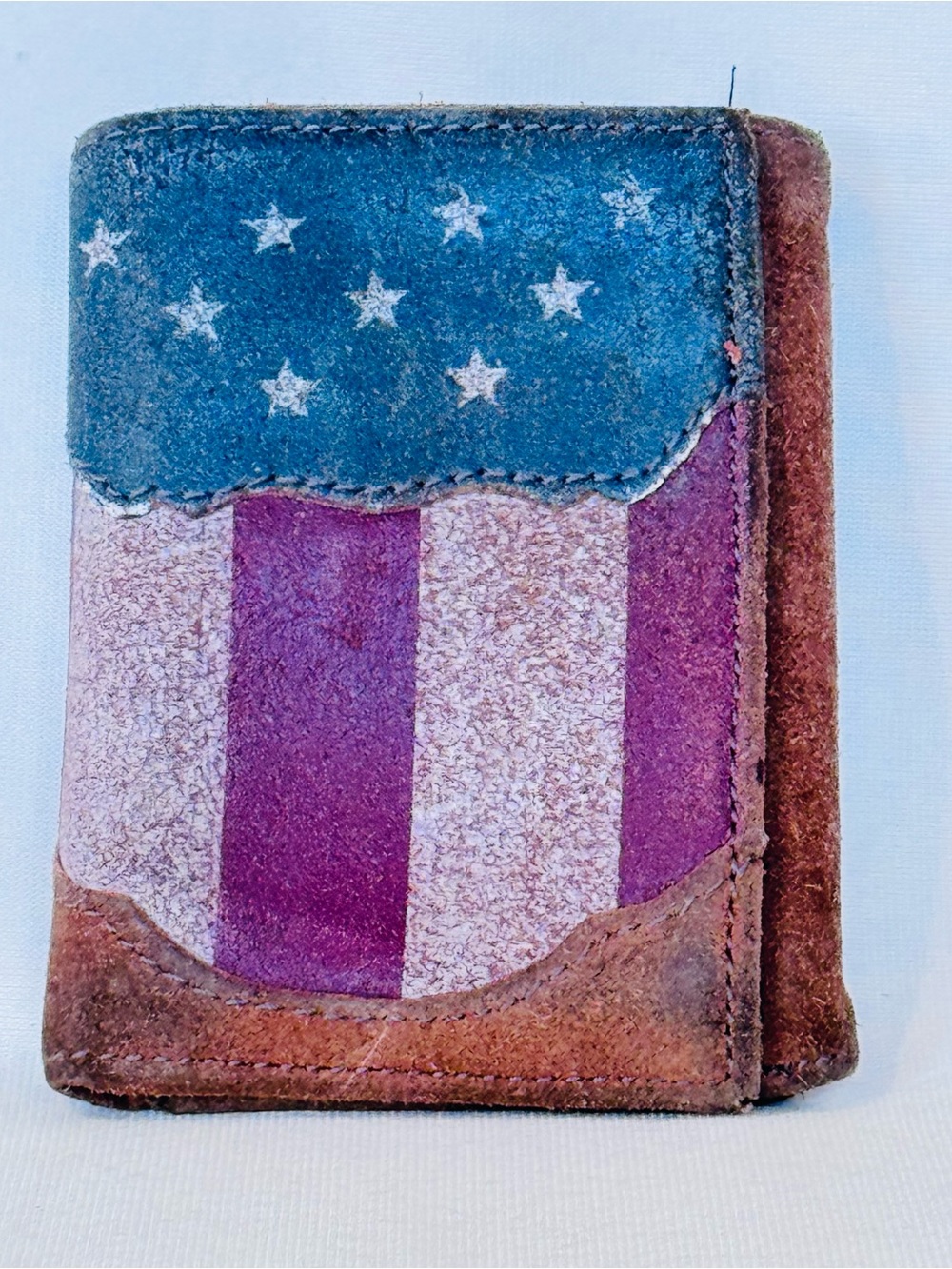 Vintage Roper Leather Wallet American Flag Western Patriotic Trifold USA